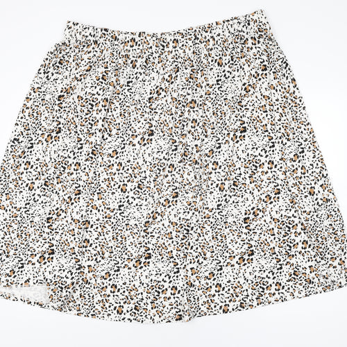 Marks and Spencer Womens White Geometric Viscose Swing Skirt Size 24