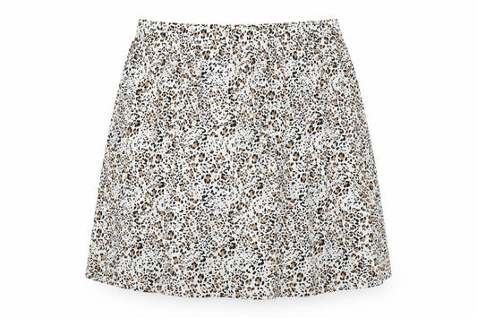 Front view of Marks & Spencer women’s white geometric viscose swing skirt, size UK 24