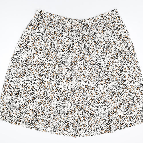 Marks and Spencer Womens White Geometric Viscose Swing Skirt Size 24
