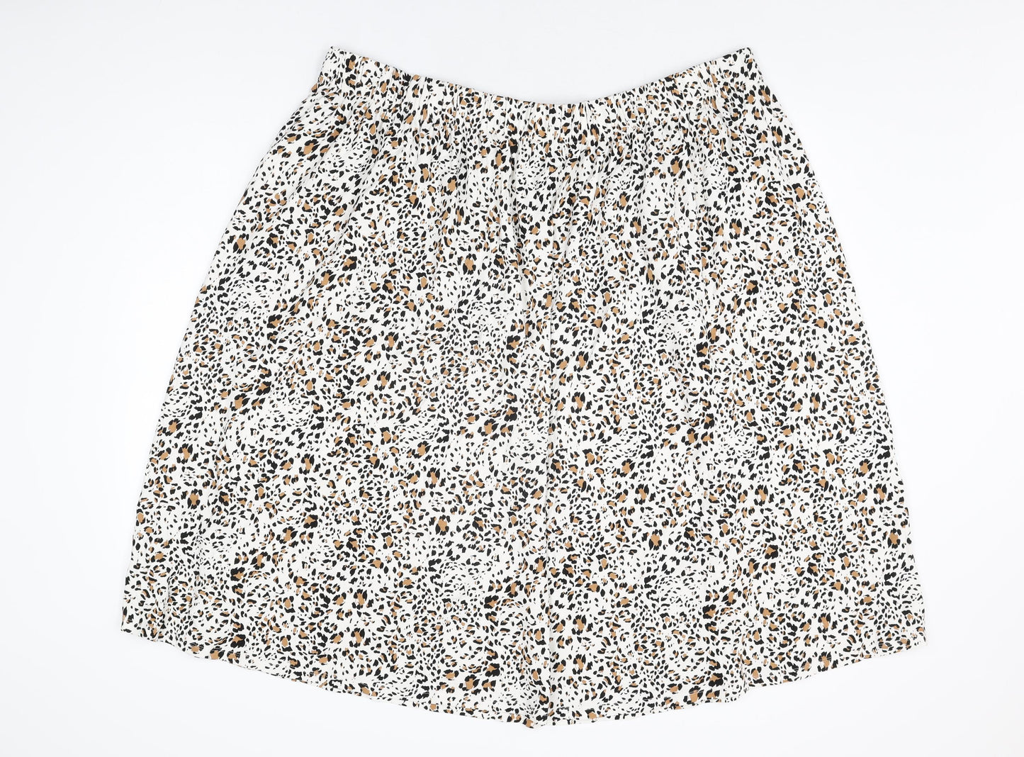 Marks and Spencer Womens White Geometric Viscose Swing Skirt Size 24