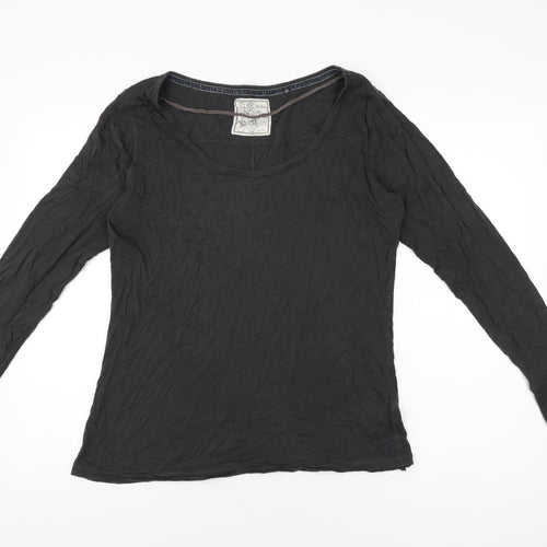 Fat Face Womens Black Cotton Basic T-Shirt Size 18 Scoop Neck