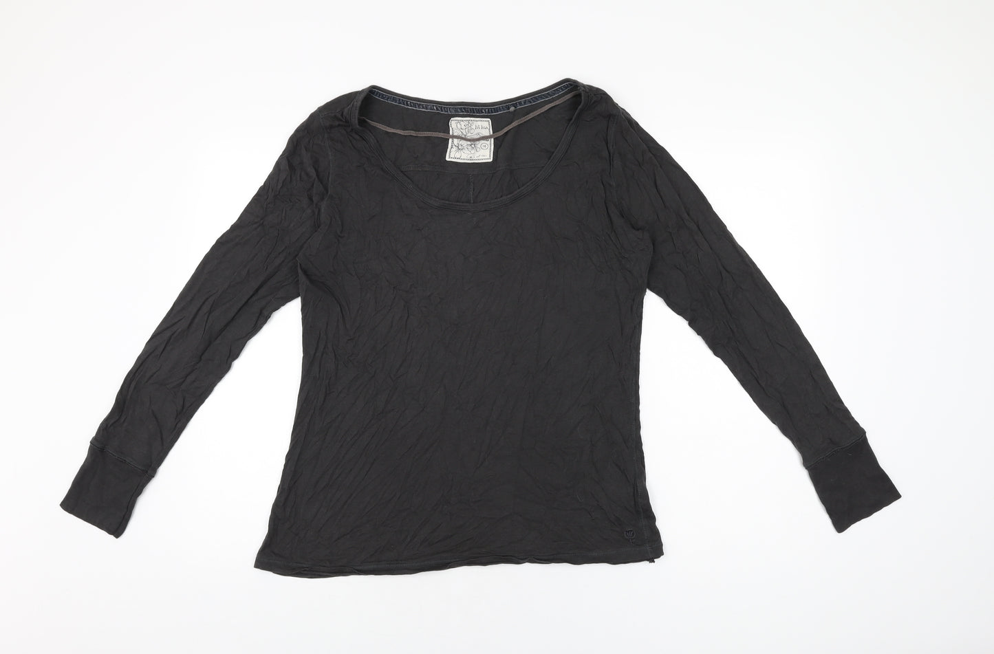 Fat Face Womens Black Cotton Basic T-Shirt Size 18 Scoop Neck