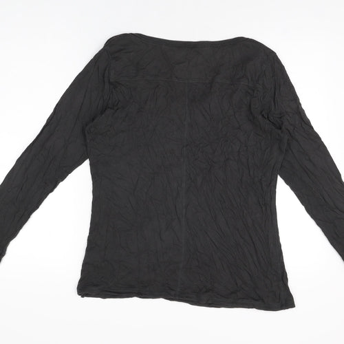 Fat Face Womens Black Cotton Basic T-Shirt Size 18 Scoop Neck