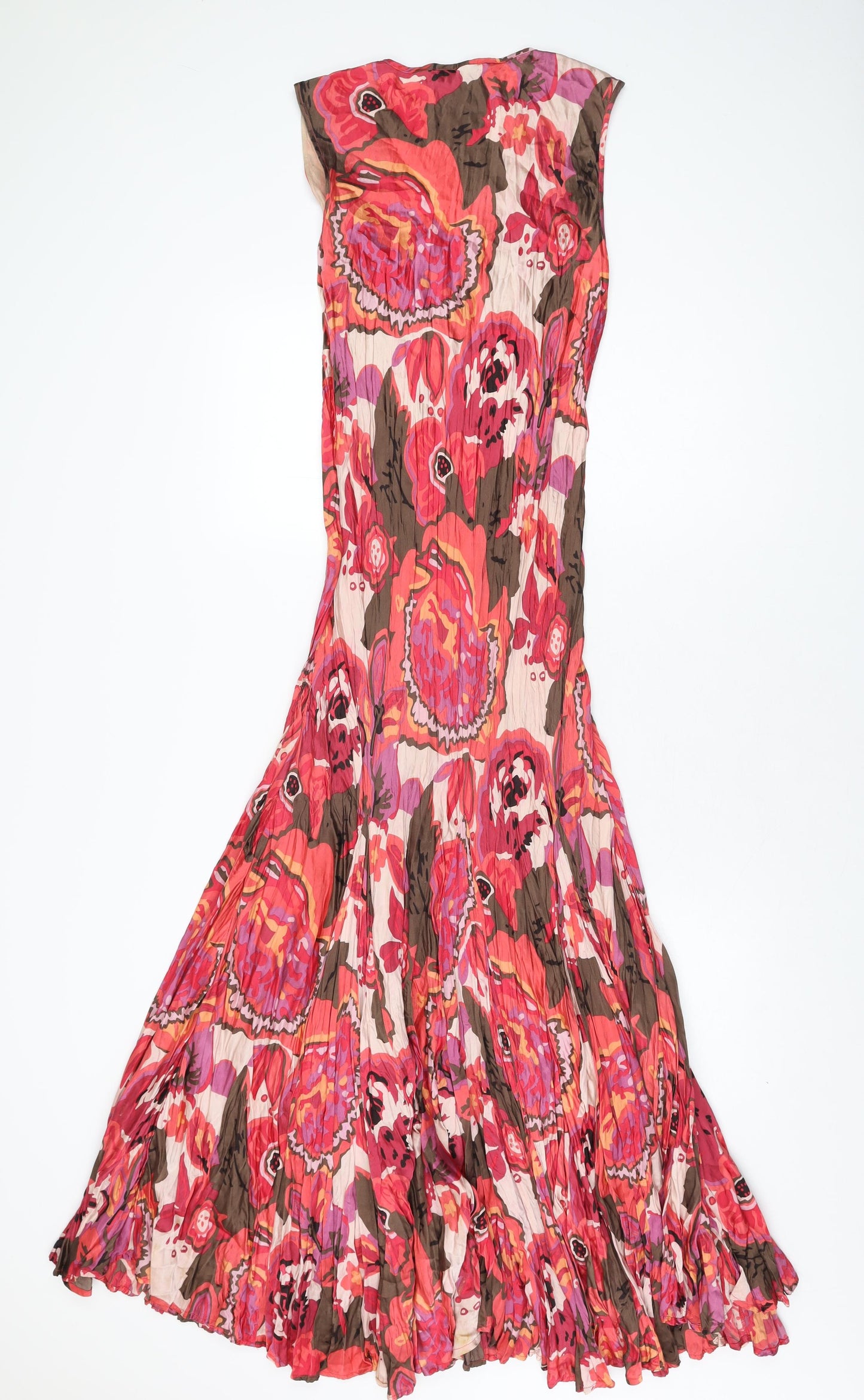 Principles Womens Pink Geometric Silk Maxi Size 12 V-Neck Zip