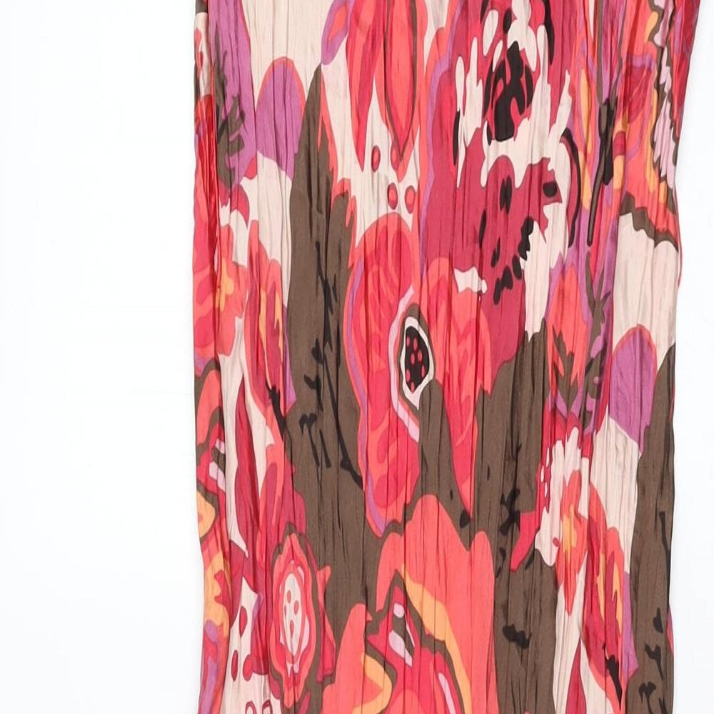 Principles Womens Pink Geometric Silk Maxi Size 12 V-Neck Zip