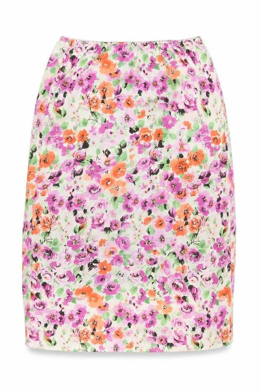Front view of Topshop women’s multicoloured floral polyester swing skirt, size UK 14