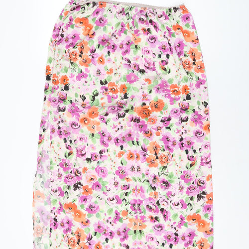 Topshop Womens Multicoloured Floral Polyester Swing Skirt Size 14