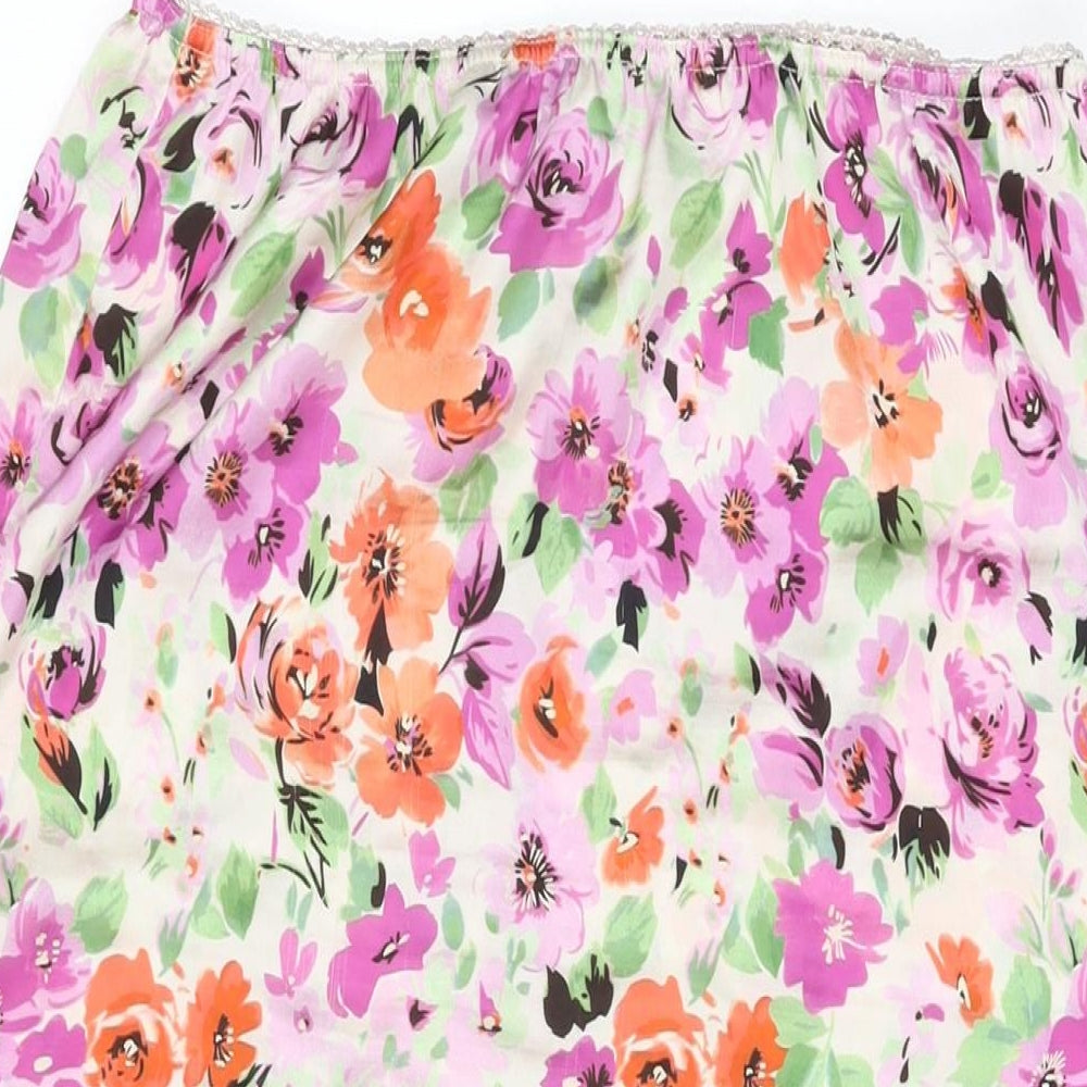 Topshop Womens Multicoloured Floral Polyester Swing Skirt Size 14