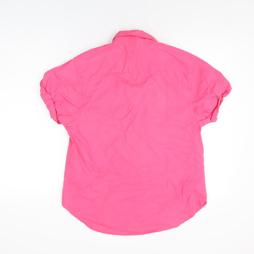 H&M Womens Pink Cotton Basic Button-Up Size 8 Collared
