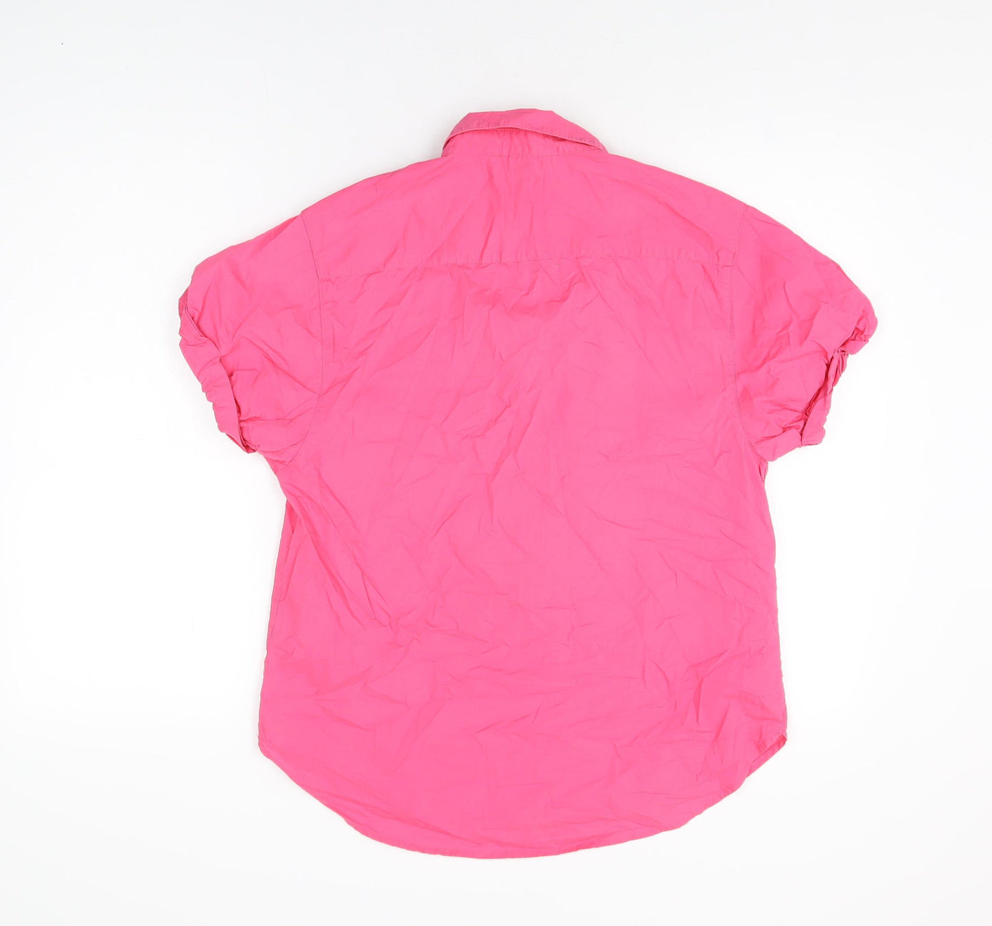 H&M Womens Pink Cotton Basic Button-Up Size 8 Collared