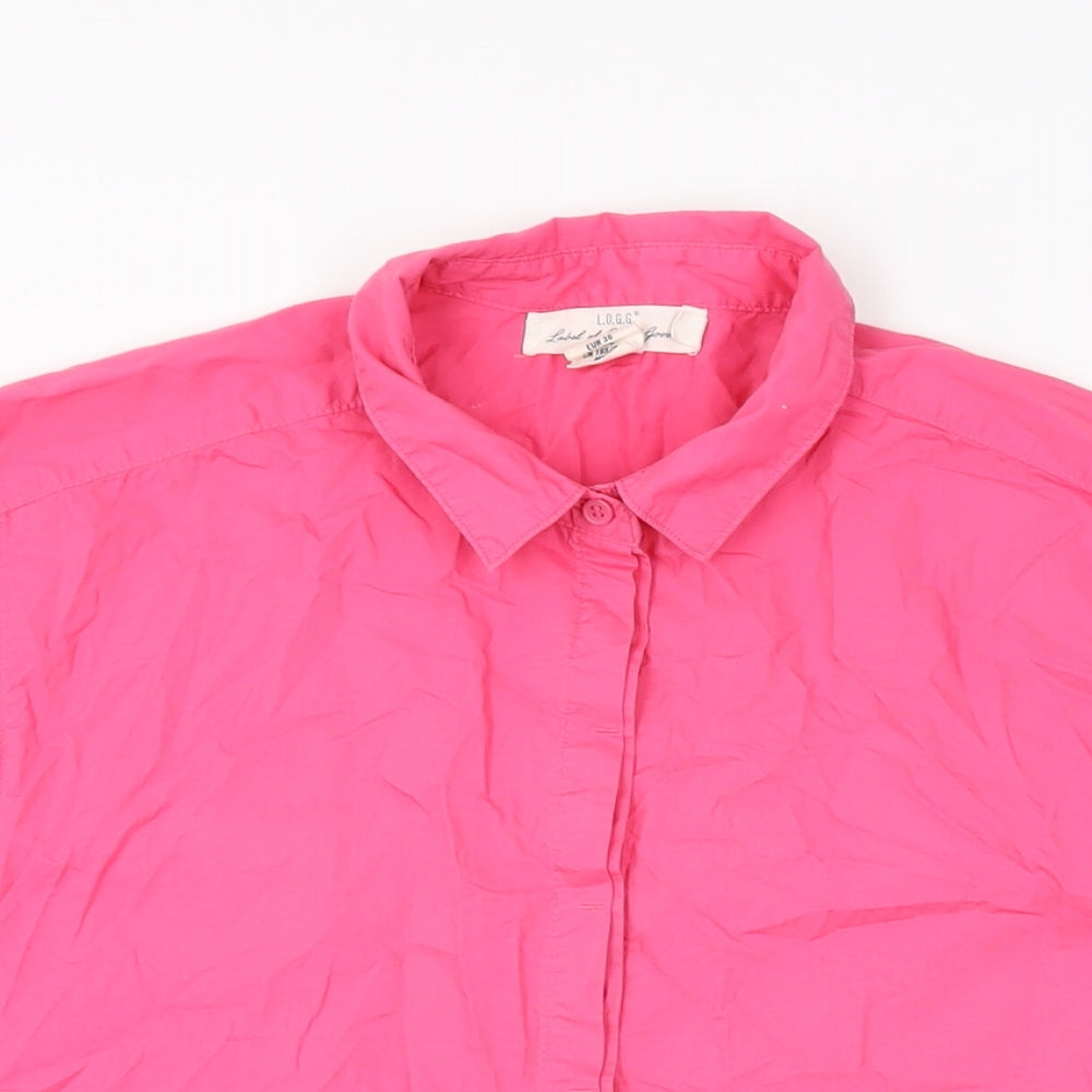 H&M Womens Pink Cotton Basic Button-Up Size 8 Collared