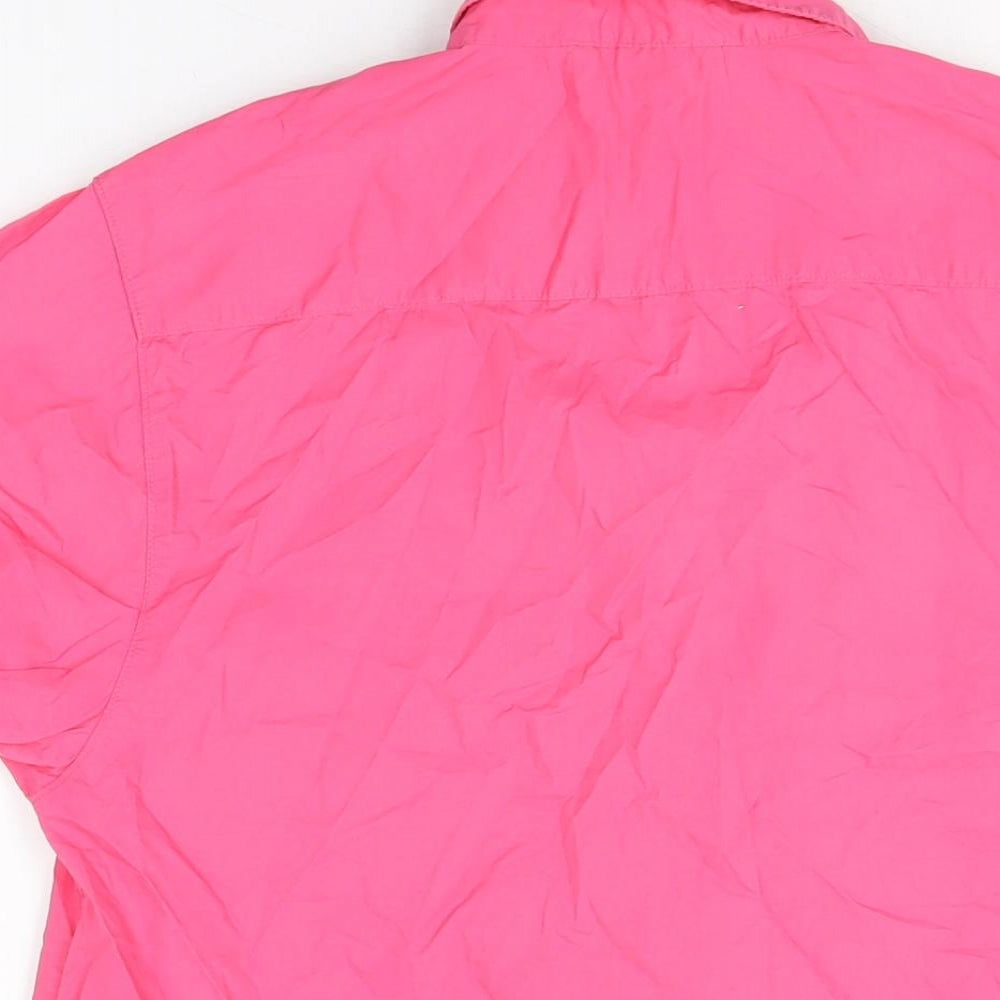 H&M Womens Pink Cotton Basic Button-Up Size 8 Collared