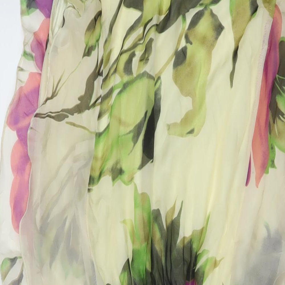 Traffic People Womens Multicoloured Floral Silk A-Line Size S Round Neck Button