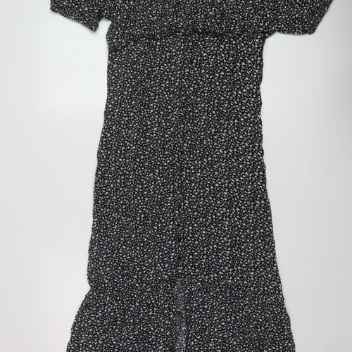 Dorothy Perkins Womens Black Geometric Viscose A-Line Size 14 Square Neck Pullover