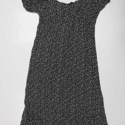 Dorothy Perkins Womens Black Geometric Viscose A-Line Size 14 Square Neck Pullover