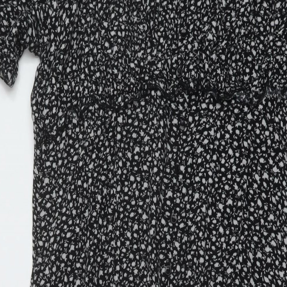 Dorothy Perkins Womens Black Geometric Viscose A-Line Size 14 Square Neck Pullover