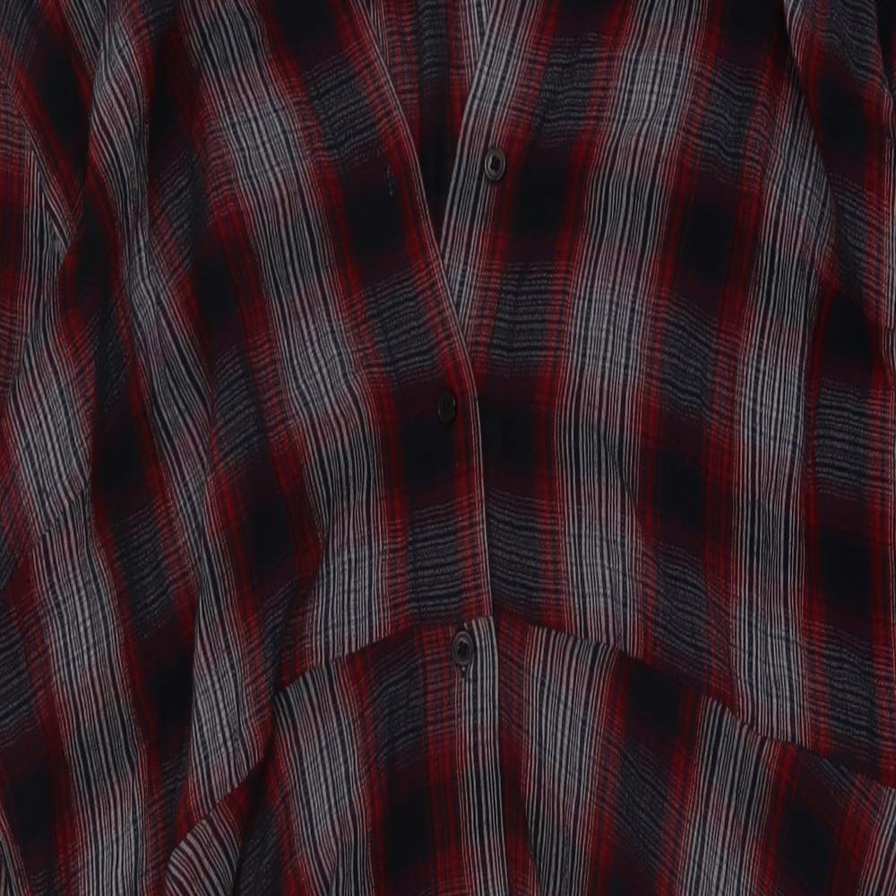 Capsule Womens Red Plaid Viscose Shirt Dress Size 18 Collared Button