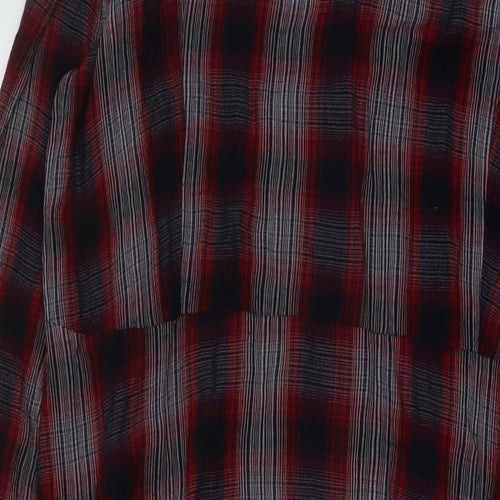 Capsule Womens Red Plaid Viscose Shirt Dress Size 18 Collared Button
