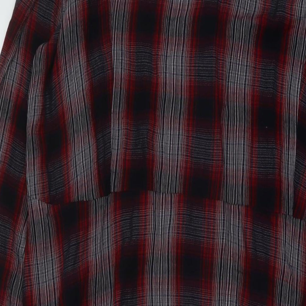 Capsule Womens Red Plaid Viscose Shirt Dress Size 18 Collared Button