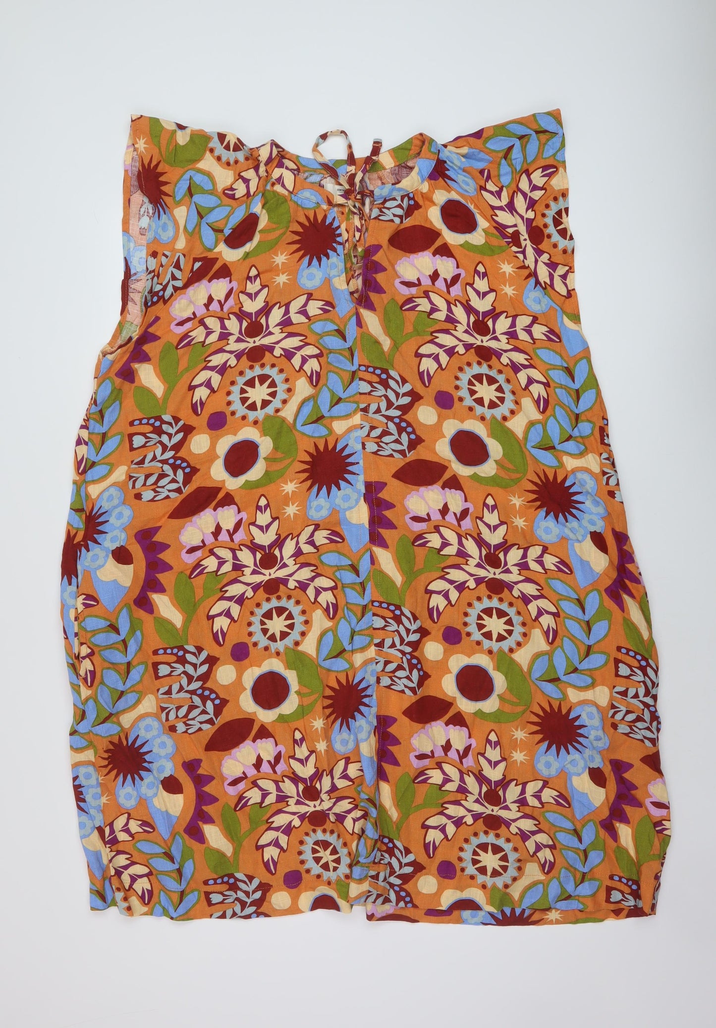 NEXT Womens Multicoloured Geometric Linen A-Line Size 16 Round Neck Tie