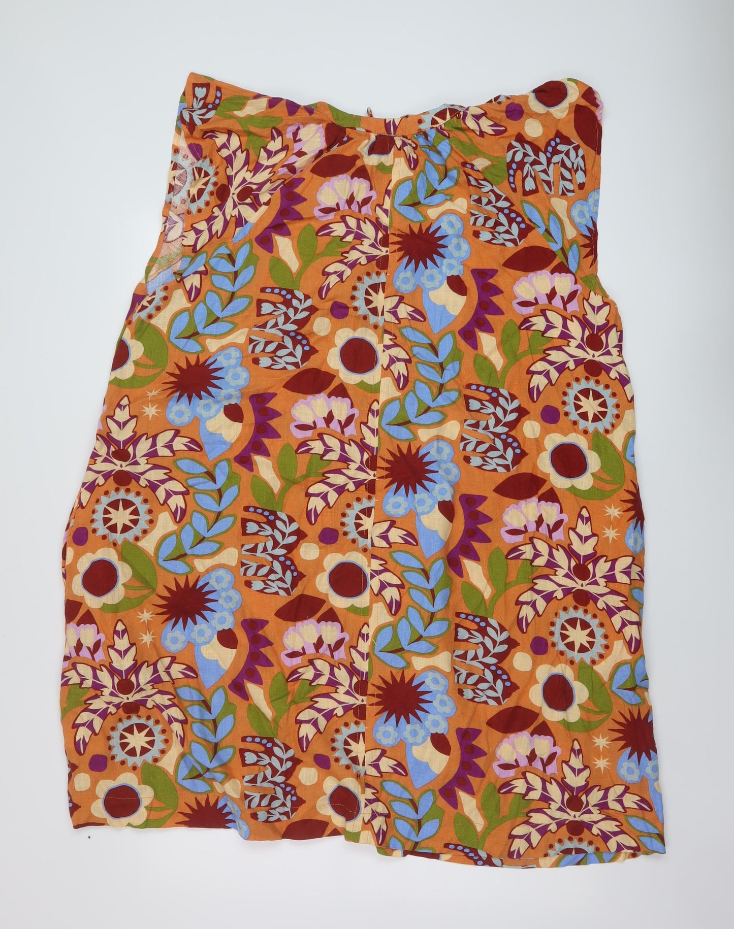 NEXT Womens Multicoloured Geometric Linen A-Line Size 16 Round Neck Tie