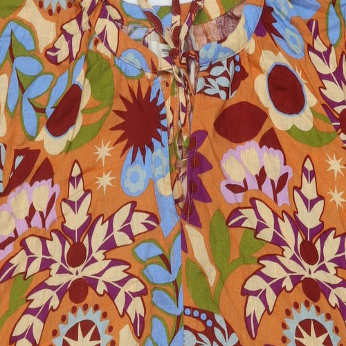 NEXT Womens Multicoloured Geometric Linen A-Line Size 16 Round Neck Tie