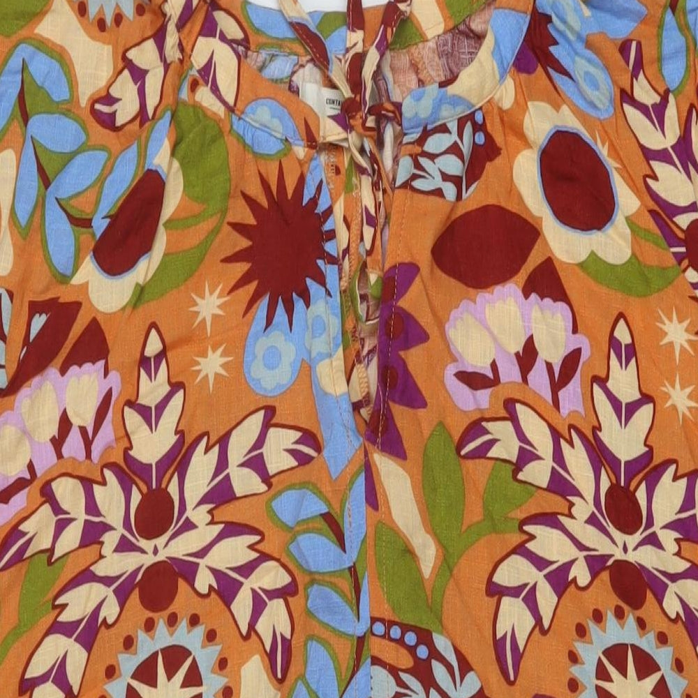 NEXT Womens Multicoloured Geometric Linen A-Line Size 16 Round Neck Tie