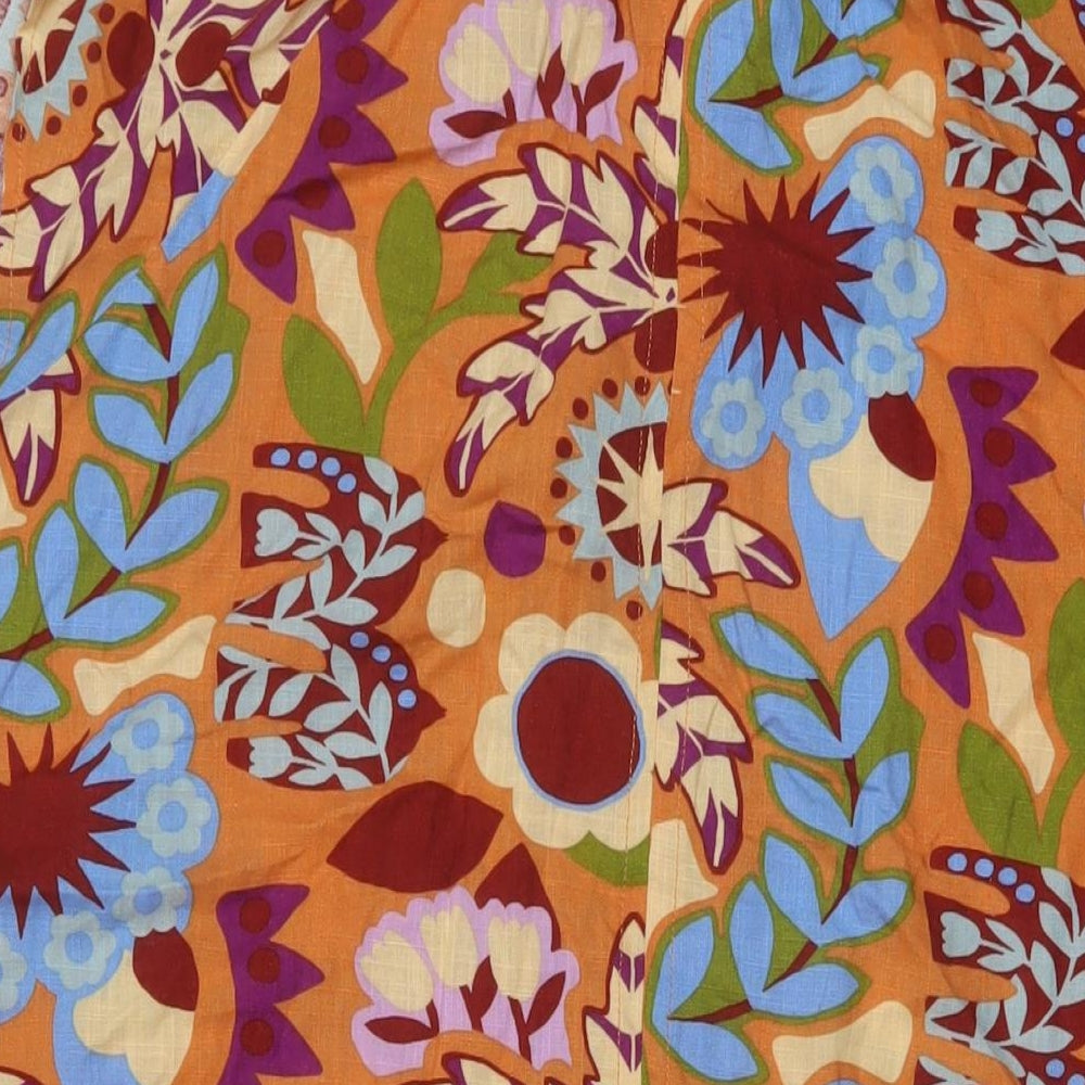 NEXT Womens Multicoloured Geometric Linen A-Line Size 16 Round Neck Tie