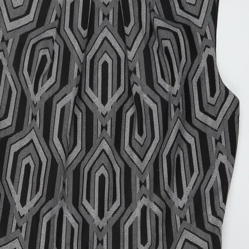 Linea Womens Black Geometric Polyester Sheath Size 12 Round Neck Zip