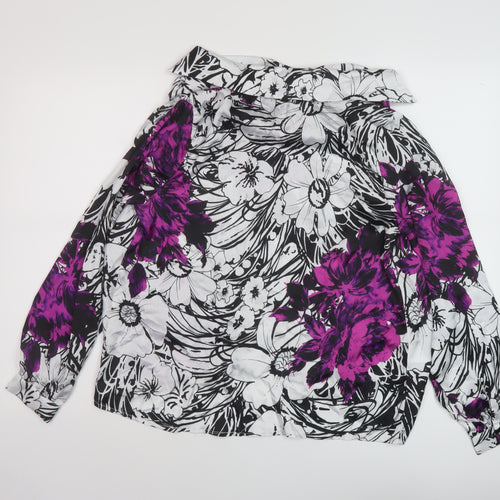 Yare Womens Multicoloured Floral Polyester Basic Blouse Size S Cowl Neck