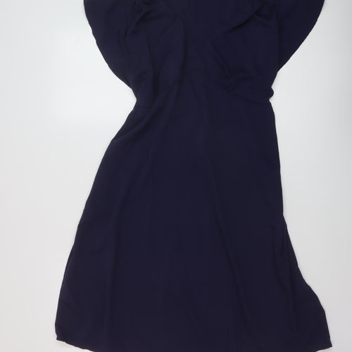Marks and Spencer Womens Blue Polyester A-Line Size 18 Round Neck Pullover