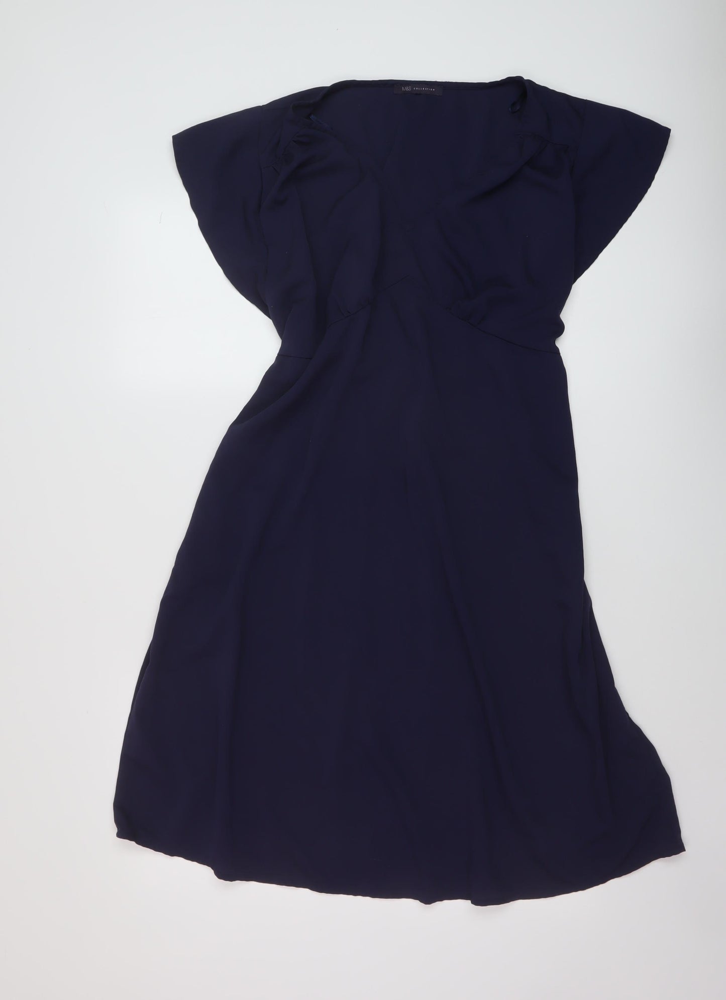 Marks and Spencer Womens Blue Polyester A-Line Size 18 Round Neck Pullover