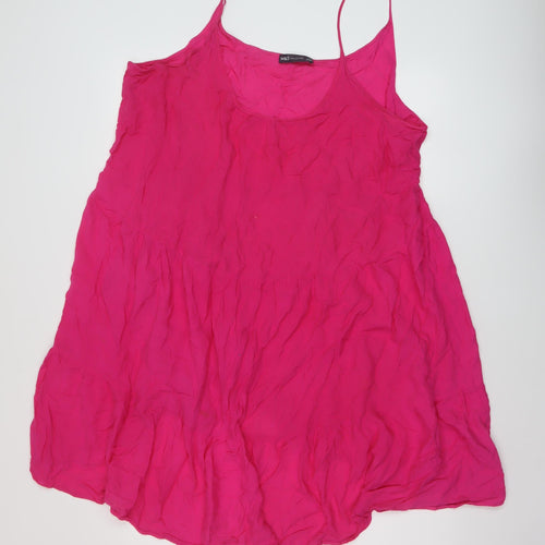 Marks and Spencer Womens Pink Viscose A-Line Size 18 Round Neck Pullover