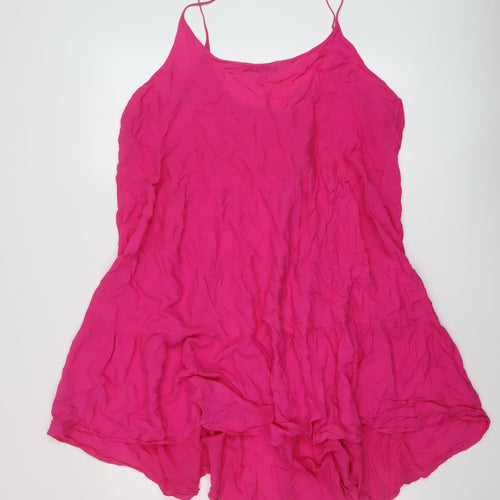 Marks and Spencer Womens Pink Viscose A-Line Size 18 Round Neck Pullover