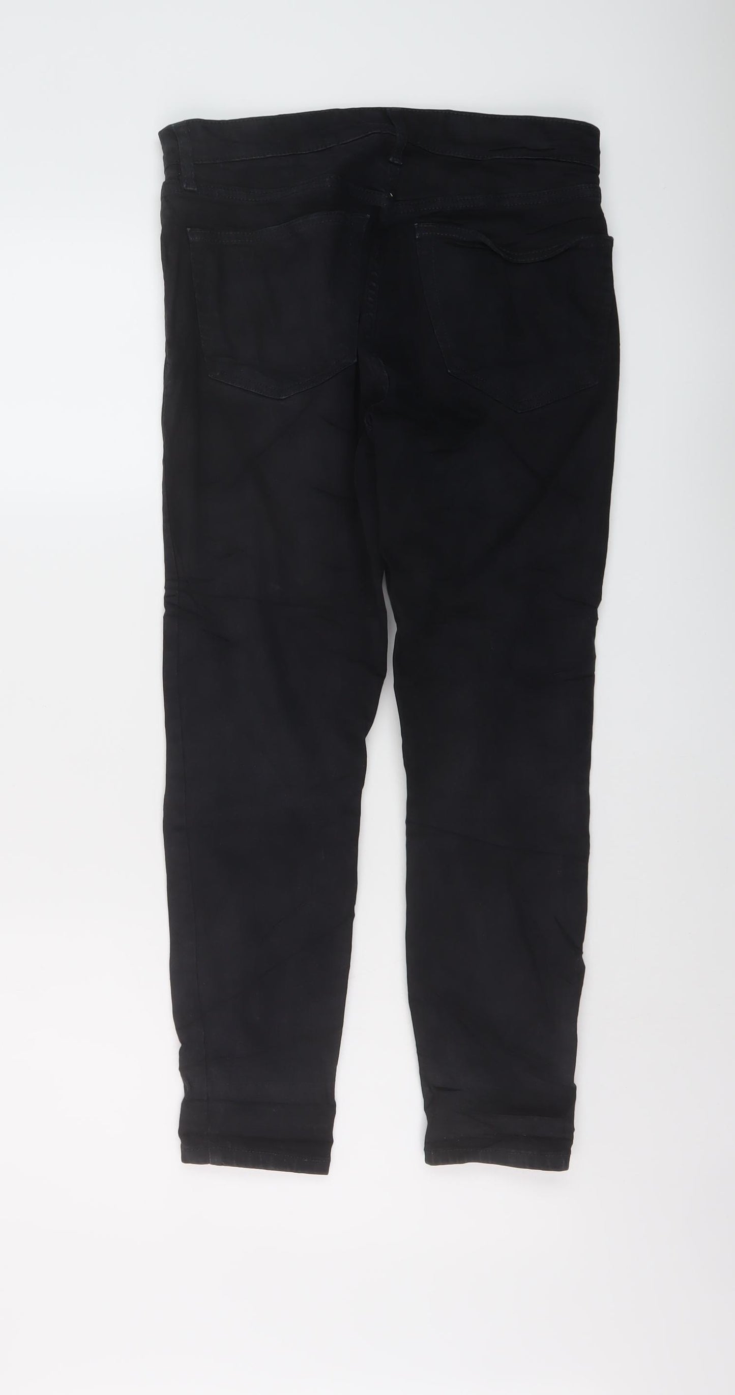 Topshop Womens Black Cotton Skinny Jeans Size 28 in L25 in Regular Button
