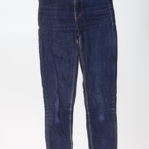 Zara Womens Blue Cotton Skinny Jeans Size 8 L27 in Regular Button