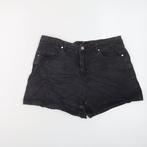 Missguided Womens Black Cotton Mom Shorts Size 12 L4 in Regular Button