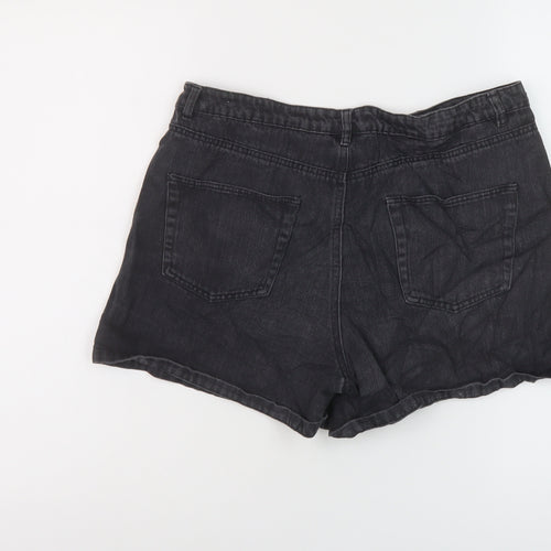 Missguided Womens Black Cotton Mom Shorts Size 12 L4 in Regular Button