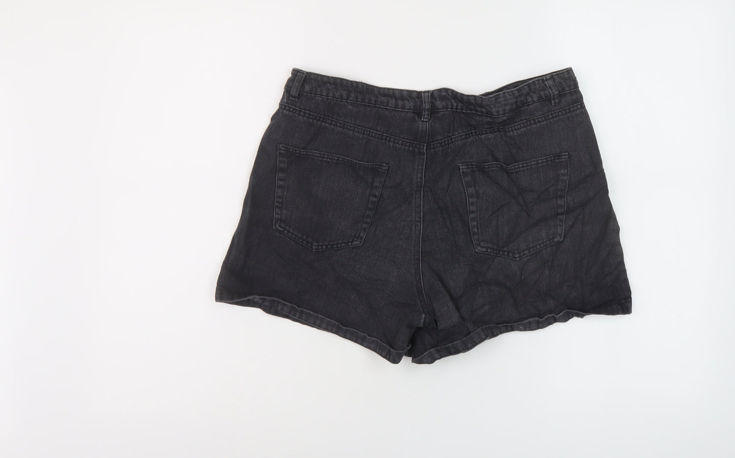 Missguided Womens Black Cotton Mom Shorts Size 12 L4 in Regular Button