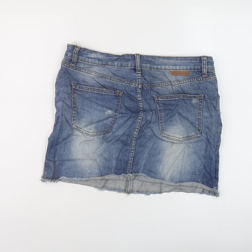 Zara Womens Black Cotton Mini Skirt Size XL Button