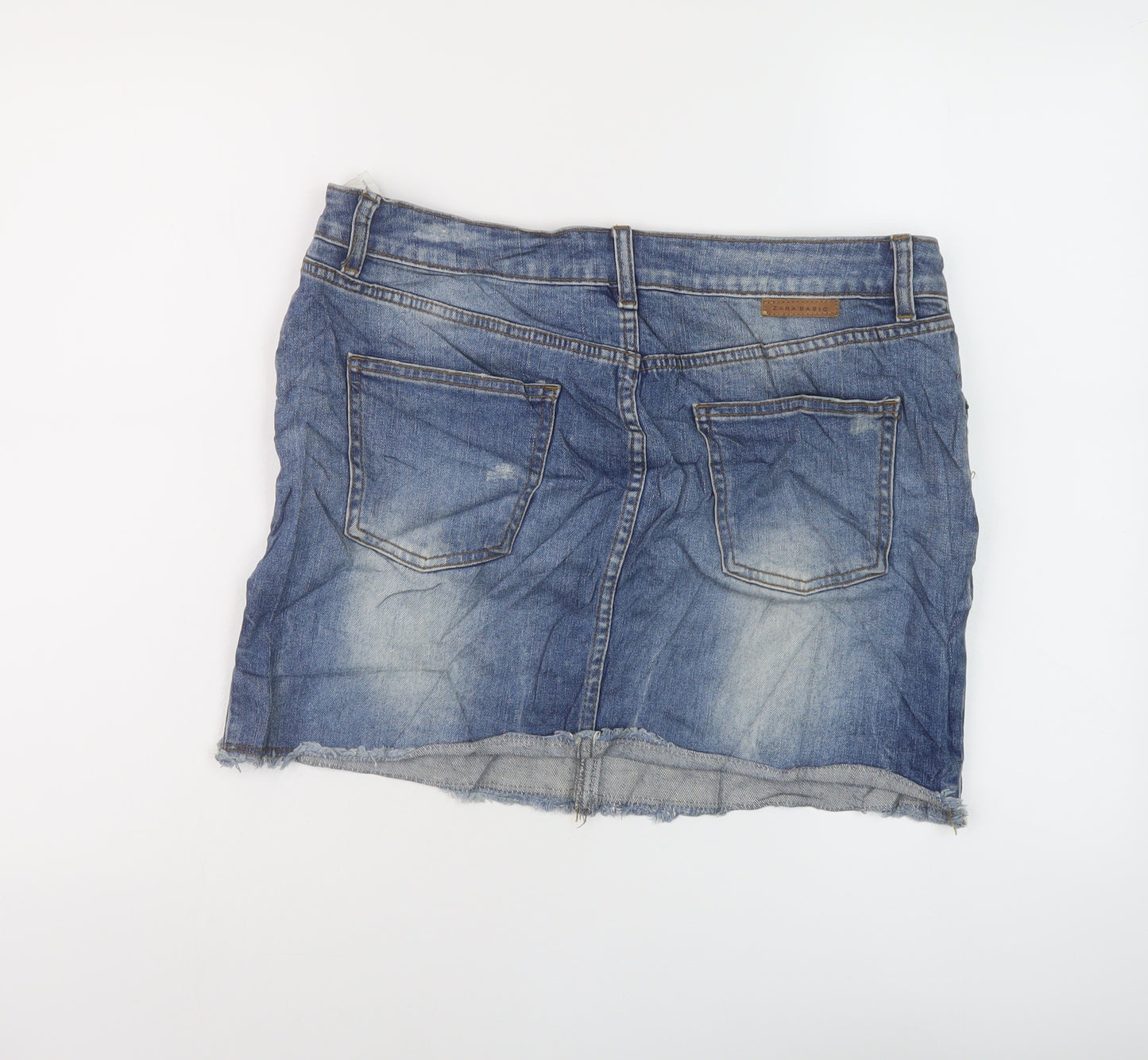 Zara Womens Black Cotton Mini Skirt Size XL Button