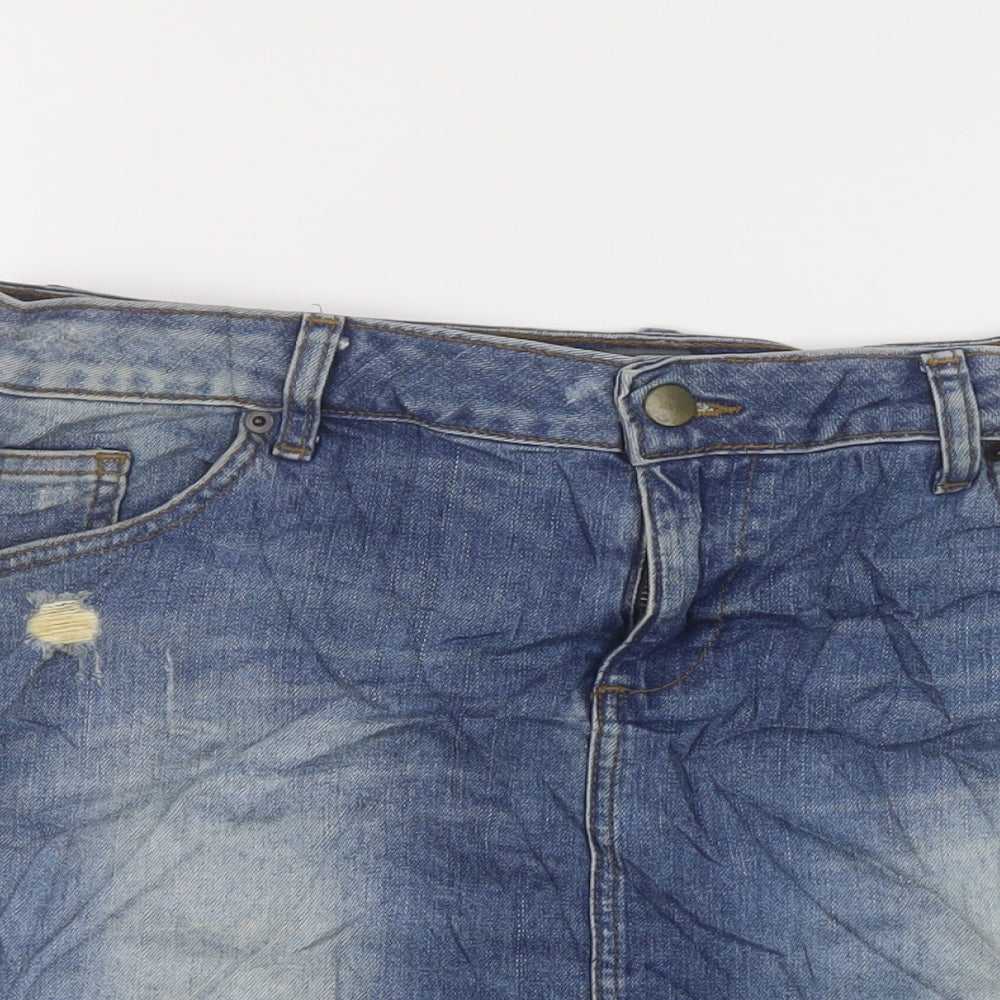 Zara Womens Black Cotton Mini Skirt Size XL Button