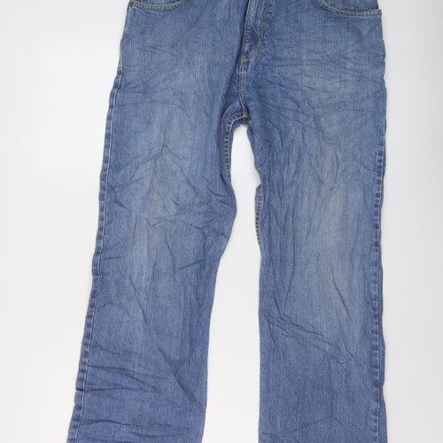 Blue Harbour Mens Blue Cotton Straight Jeans Size 34 in L29 in Regular Button
