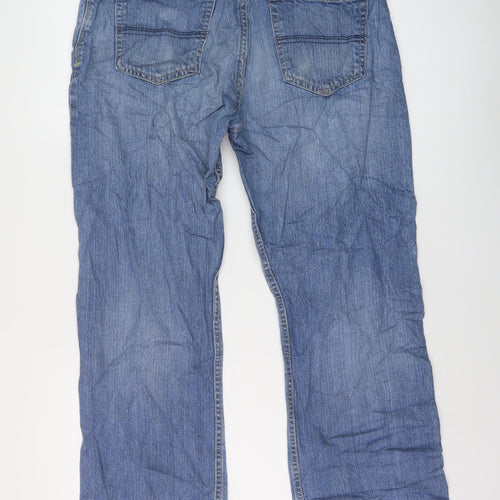 Blue Harbour Mens Blue Cotton Straight Jeans Size 34 in L29 in Regular Button