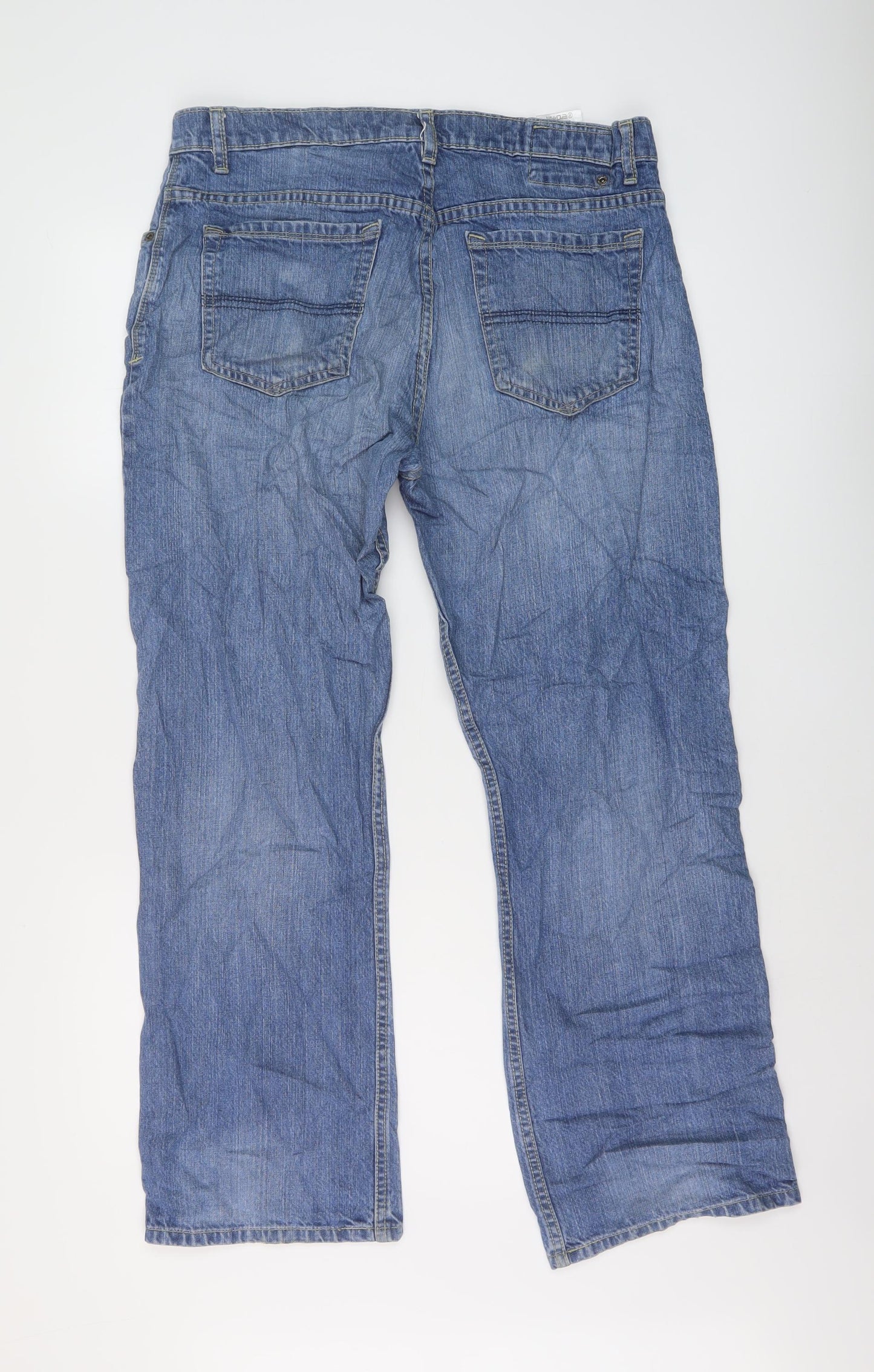 Blue Harbour Mens Blue Cotton Straight Jeans Size 34 in L29 in Regular Button