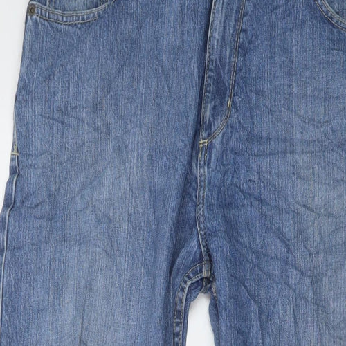 Blue Harbour Mens Blue Cotton Straight Jeans Size 34 in L29 in Regular Button