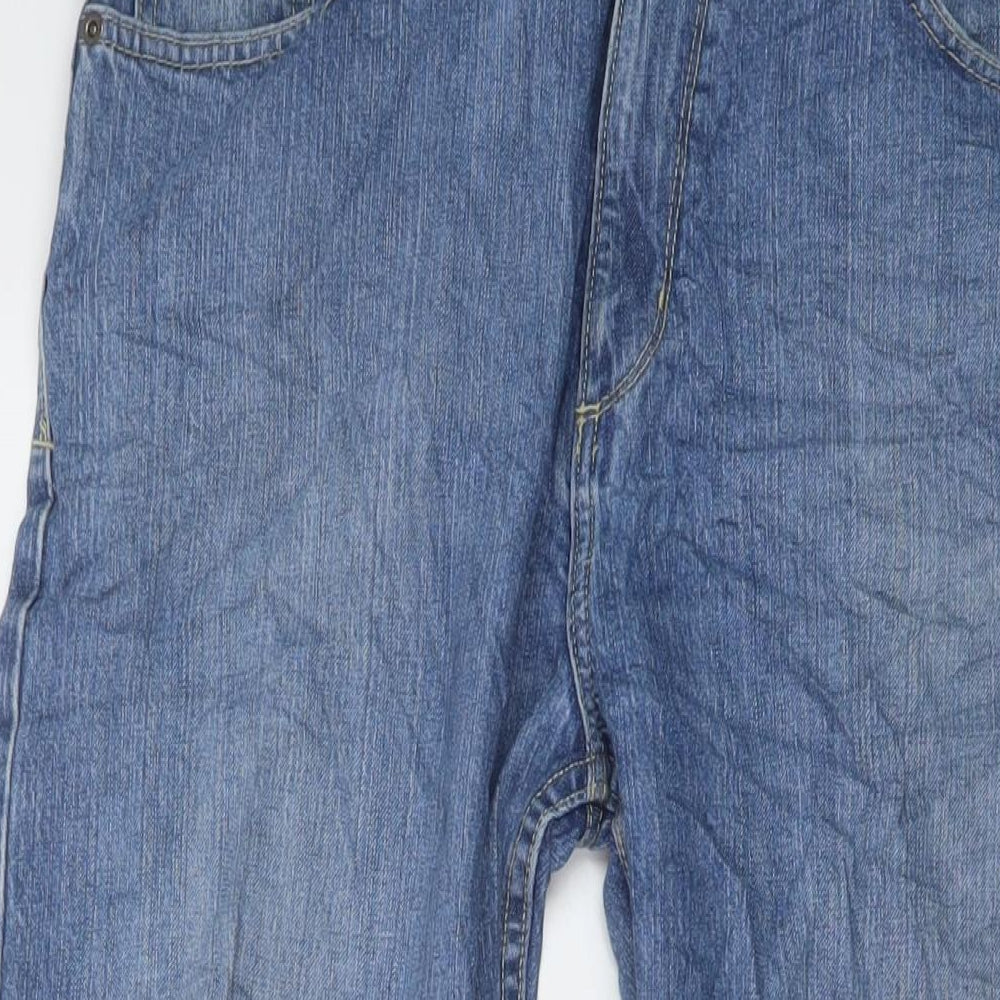 Blue Harbour Mens Blue Cotton Straight Jeans Size 34 in L29 in Regular Button