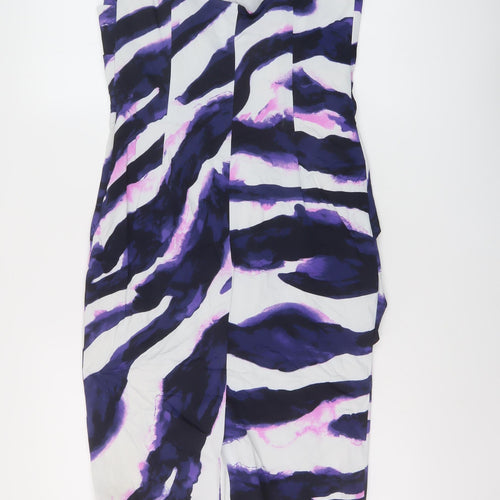 Karen Millen Womens Multicoloured Geometric Acetate Bodycon Size 14 Off the Shoulder Zip