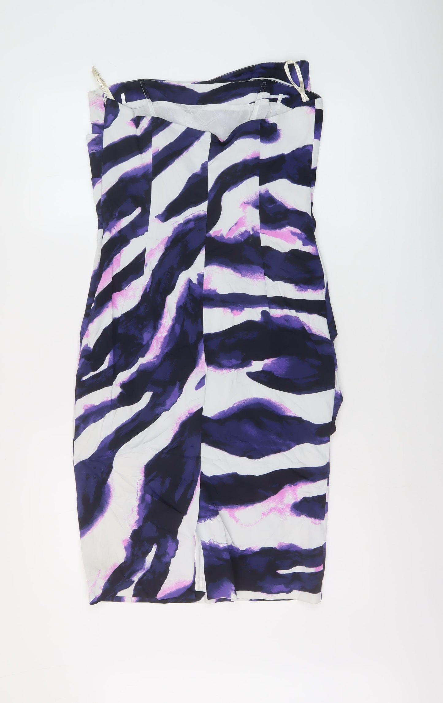 Karen Millen Womens Multicoloured Geometric Acetate Bodycon Size 14 Off the Shoulder Zip