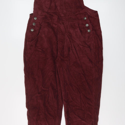 Fat Face Womens Red Cotton Dungaree One-Piece Size 10 L25 in Buckle